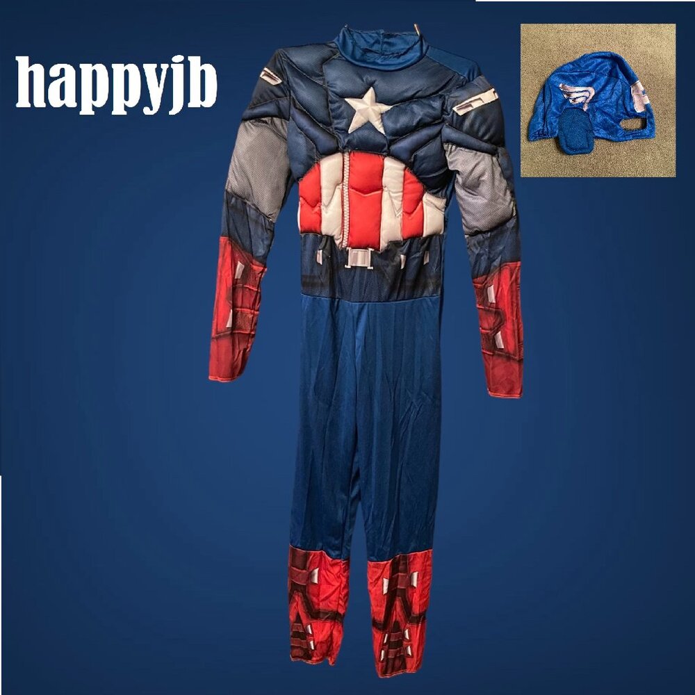 EUC Captain America Avengers Costume Classic Muscle Halloween Youth L Large